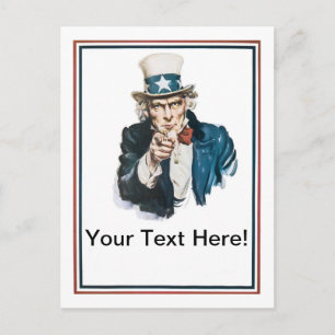 Carte Postale Je Veux Que Vous, Oncle Sam Customisiez Votre Text