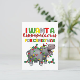 Carte Postale Je Veux Un Hippopotame Pour Noël Funny Retro