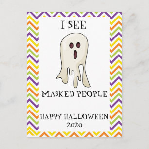 Carte Postale Je vois des gens masqués 2020 Halloween Ghost Funn