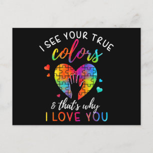 Carte Postale Je Vois Vos Vrais Couleurs, Puzzle World Autism Aw