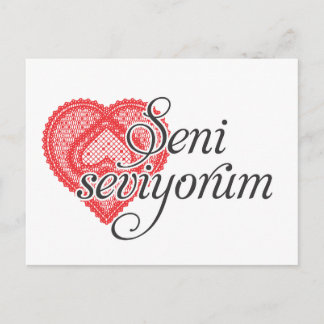 Carte Postale Je vous aime en turc - Seni seviyorum