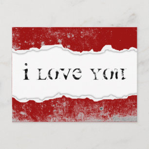 Carte Postale je vous aime le papier déchiré