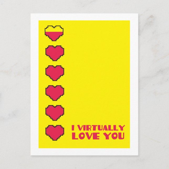 Carte Postale Je vous aime virtuellement les coeurs numériques (Devant)