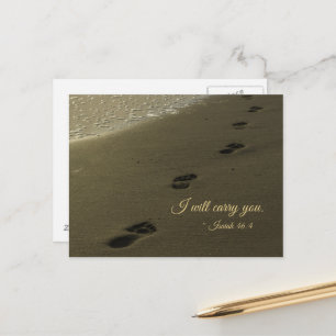 Carte Postale Je vous porterai Empreintes de pieds sur le sable