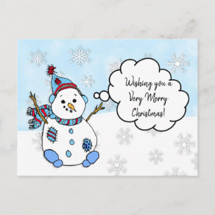 Carte Postale Je vous souhaite un bonhomme de neige de Noël Holl