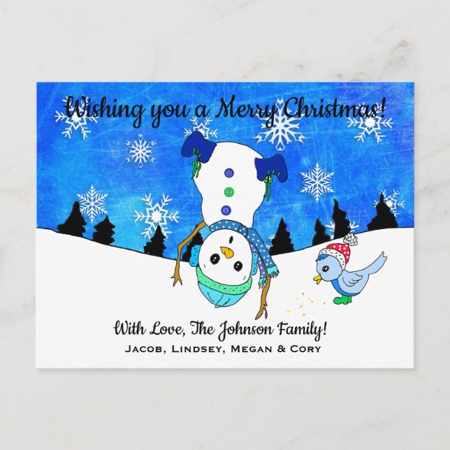 Carte Postale Je vous souhaite un joyeux Noël à l'envers de Snow (Devant)