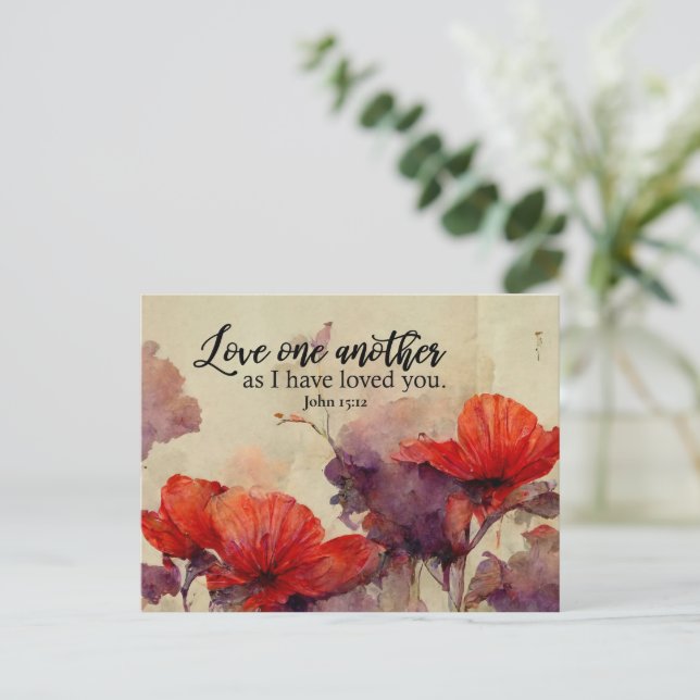 Carte Postale Jean 15:12 Aimez-vous l'autre Bible Verse chrétien (Debout devant)