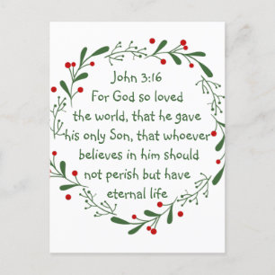 Carte Postale Jean 3:16 Car Dieu a tant aimé le monde Noël