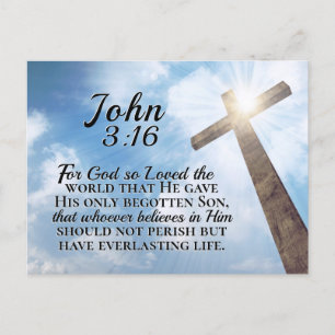 Carte Postale Jean 3:16 Dieu si aimé le monde Croix en bois