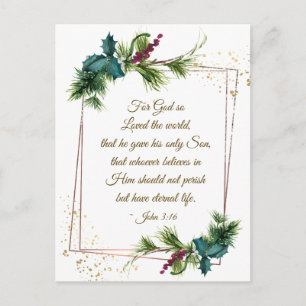 Carte Postale Jean 3:16 Dieu si aimé le monde Noël