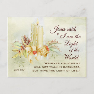 Carte Postale Jean 8:12 Jésus dit : Je suis la Lumière du Monde