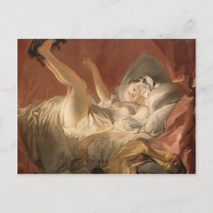 Carte Postale Jean Fragonard - Jeune femme jouant avec un chien