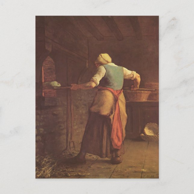 Carte Postale Jean-Francois Millet - Femme qui fait du pain (Devant)