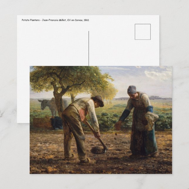 Carte Postale Jean-François Millet - Planteurs de pommes de terr (Devant / Derrière)