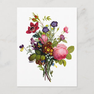 Carte Postale Jean Louis Prevost Roses et Pansy Bouquet