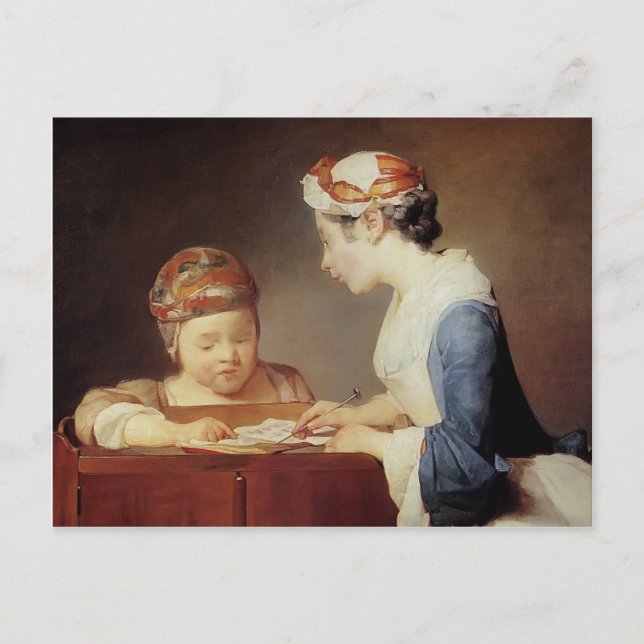 Carte Postale Jean-Simeon Chardin - La jeune institutrice (Devant)