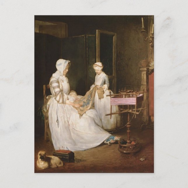 Carte Postale Jean-Simeon Chardin - La mère qui travaille dur (Devant)