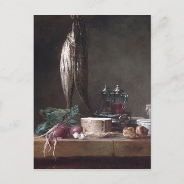 Carte Postale Jean-Siméon Chardin Vie morte avec poisson (Devant)