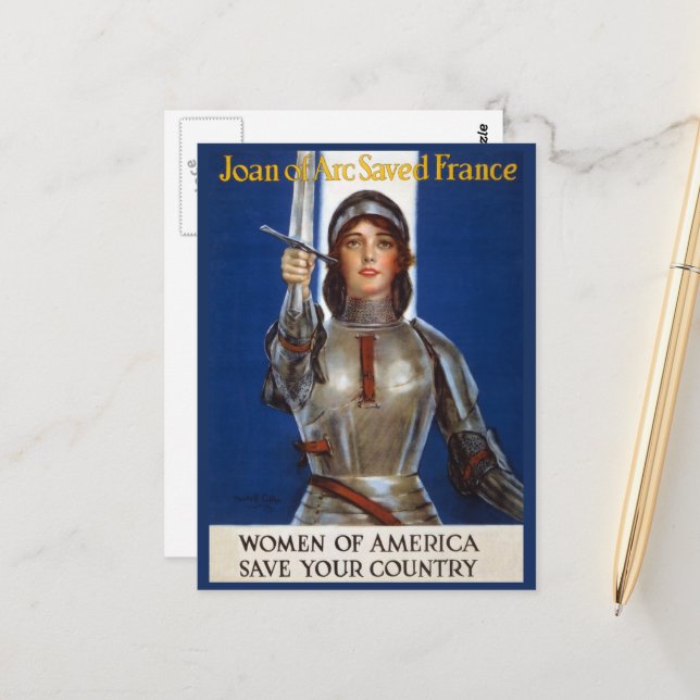 Carte Postale Jeanne d'Arc : La servante d'Orléans, héroïne du c (Devant/Arrière en situation)