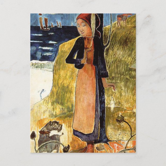 Carte Postale Jeanne d'Arc, ou fille bretonne filant Paul Gaugui (Devant)