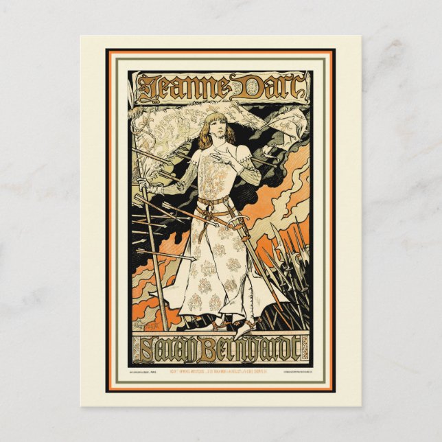 Carte postale : Jeanne d'Arc, Sarah Bernhardt (Devant)