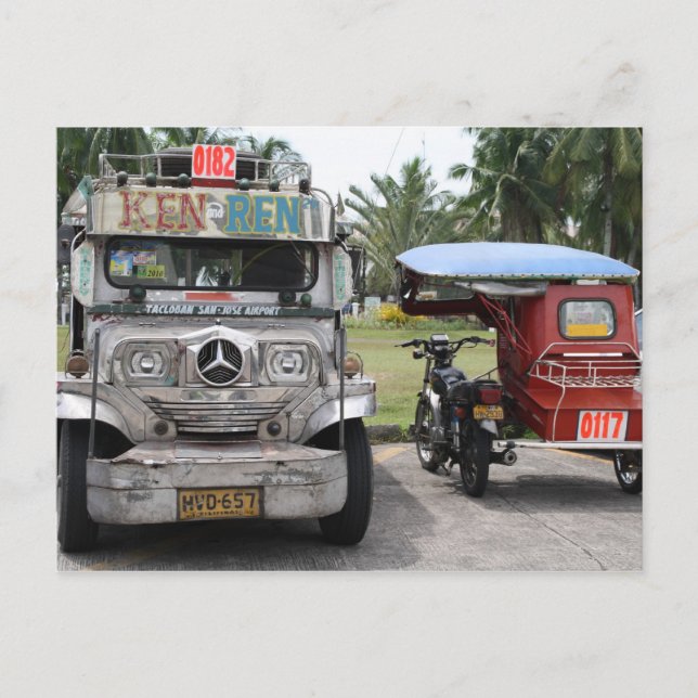 Carte Postale Jeepney et tricycle (Devant)