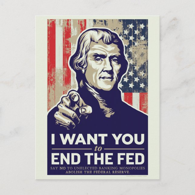 Carte Postale Jefferson met fin à la Fed (Devant)