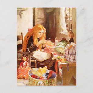 Carte Postale Jenny Wren, la couturière des petites poupées