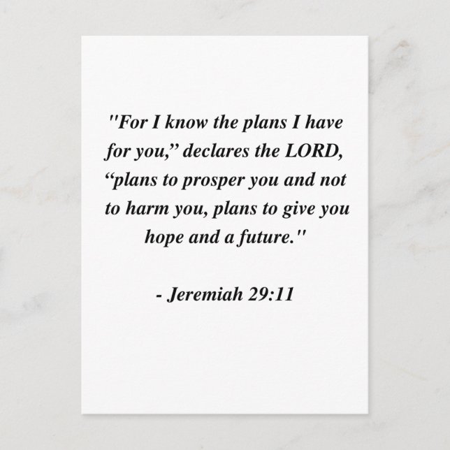 CARTE POSTALE JEREMIAH 29:11 (Devant)
