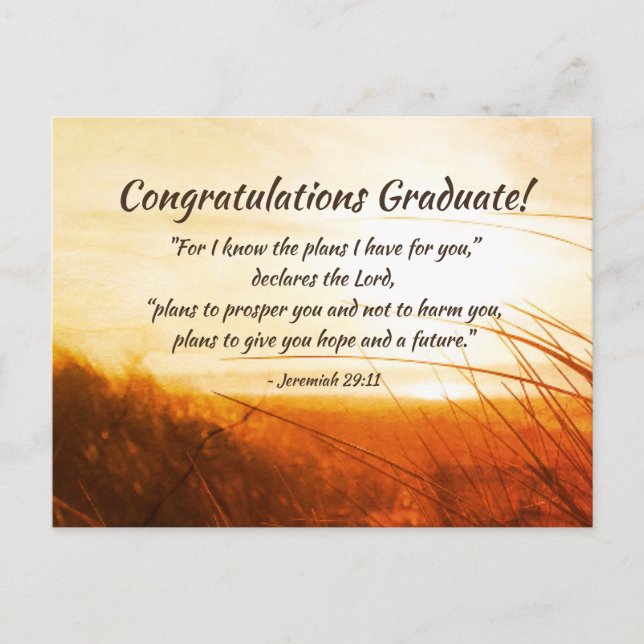 Carte Postale Jeremiah 29:11 "Je connais les plans" Graduation (Devant)