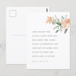 Carte Postale Jeremiah 29:11 NIV Car je connais les plans