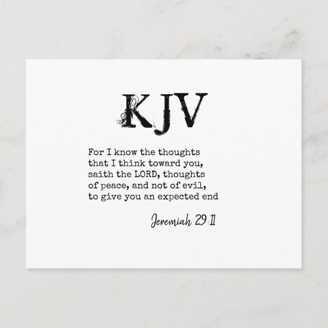 Carte Postale Jérémie 29:11 Citation Bible KJV - Peut Être Custo (Devant)