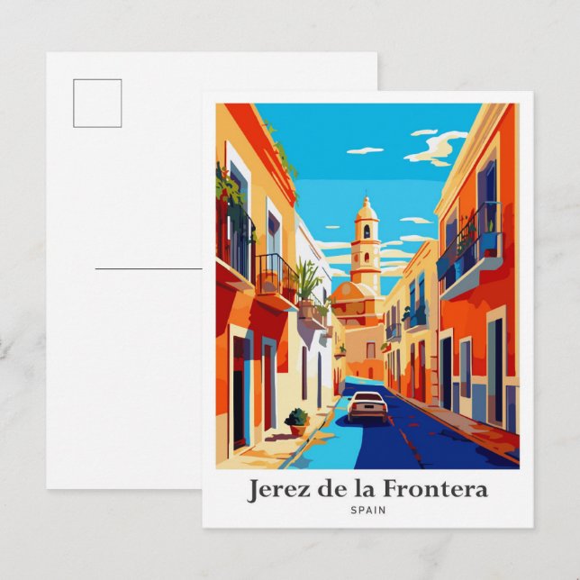 Carte Postale Jerez de la Frontera Espagne Illustration de voyag (Devant / Derrière)