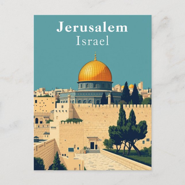 Carte Postale Jérusalem, Israël Art Rétro (Devant)
