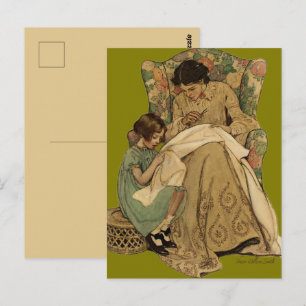 Carte Postale Jessie Wilcox Smith "La Leçon de Couture"