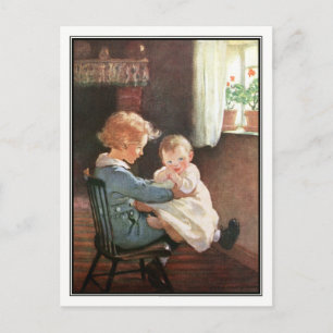 Carte Postale Jessie Willcox Smith - Garçon et bébé Vintage