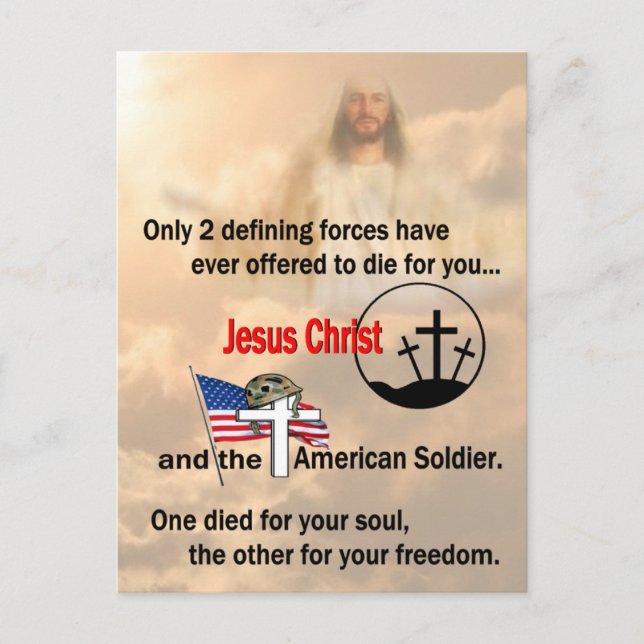 Carte Postale Jésus Christ et le soldat américain (Devant)