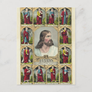 Carte Postale Jésus-Christ et les douze apôtres christianisme