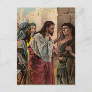 Carte Postale Jésus Christ guérir l'aveugle