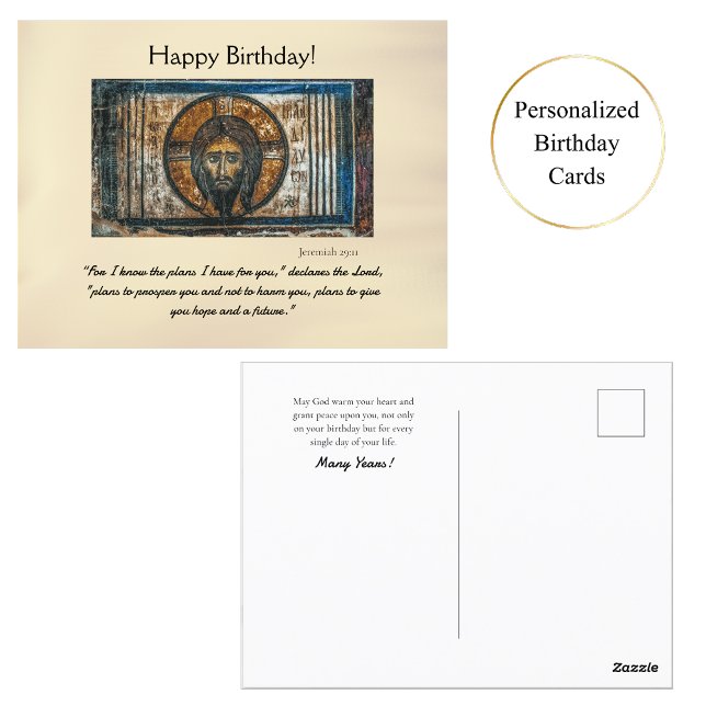 Carte Postale Jésus Christ mouchoir Orthodoxe Anniversaire (Créateur téléchargé)