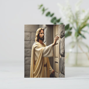 Carte Postale Jésus debout à la porte Patinée