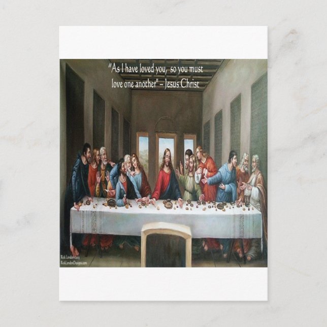 Carte Postale Jésus @ Dernière Cène "Amour Un Autre" Citation (Devant)