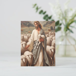 Carte Postale Jésus Dirigeant Son Troupeau Fidèle