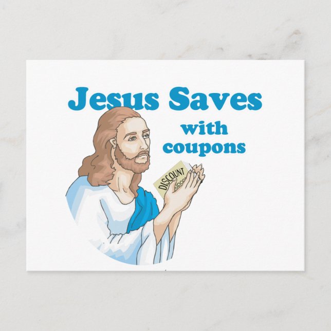 CARTE POSTALE JÉSUS ÉPARGNE AVEC DES COUPONS (Devant)