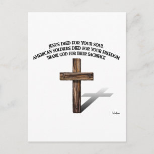Carte Postale Jésus et les soldats américains avec croix robuste