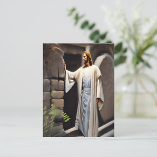 Carte Postale Jésus frappe sur la porte antique