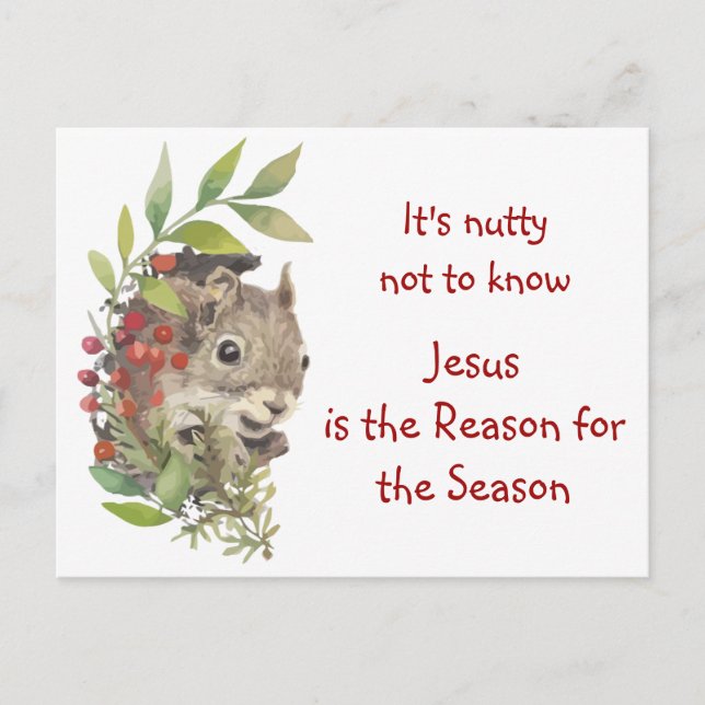 Carte Postale "Jesus is the reason for the season" Fun Squirrel  (Devant)