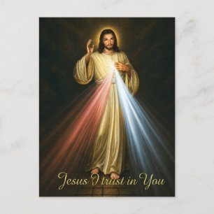 Carte Postale Jésus j'ai confiance en toi Miséricorde Divine Cat