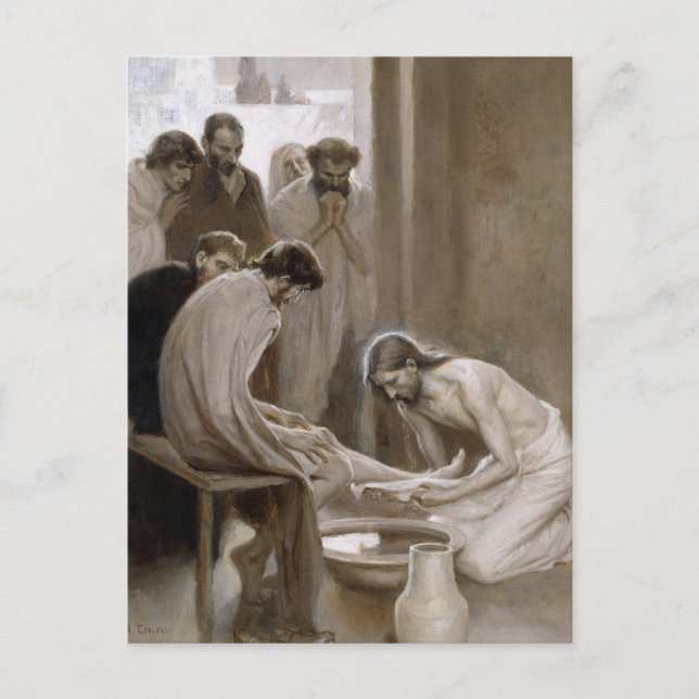 Carte Postale Jésus lavant les pieds de ses disciples | Albert E (Devant)