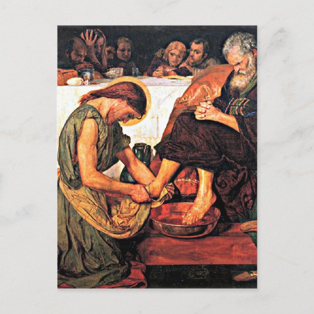 Carte Postale Jésus Lave les pieds de Pierre (Devant)